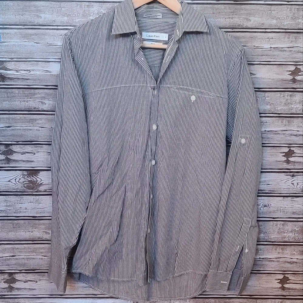 2 For $10 Calvin Klein Men's Black Button Down Slim Fit Shirt Size Small S